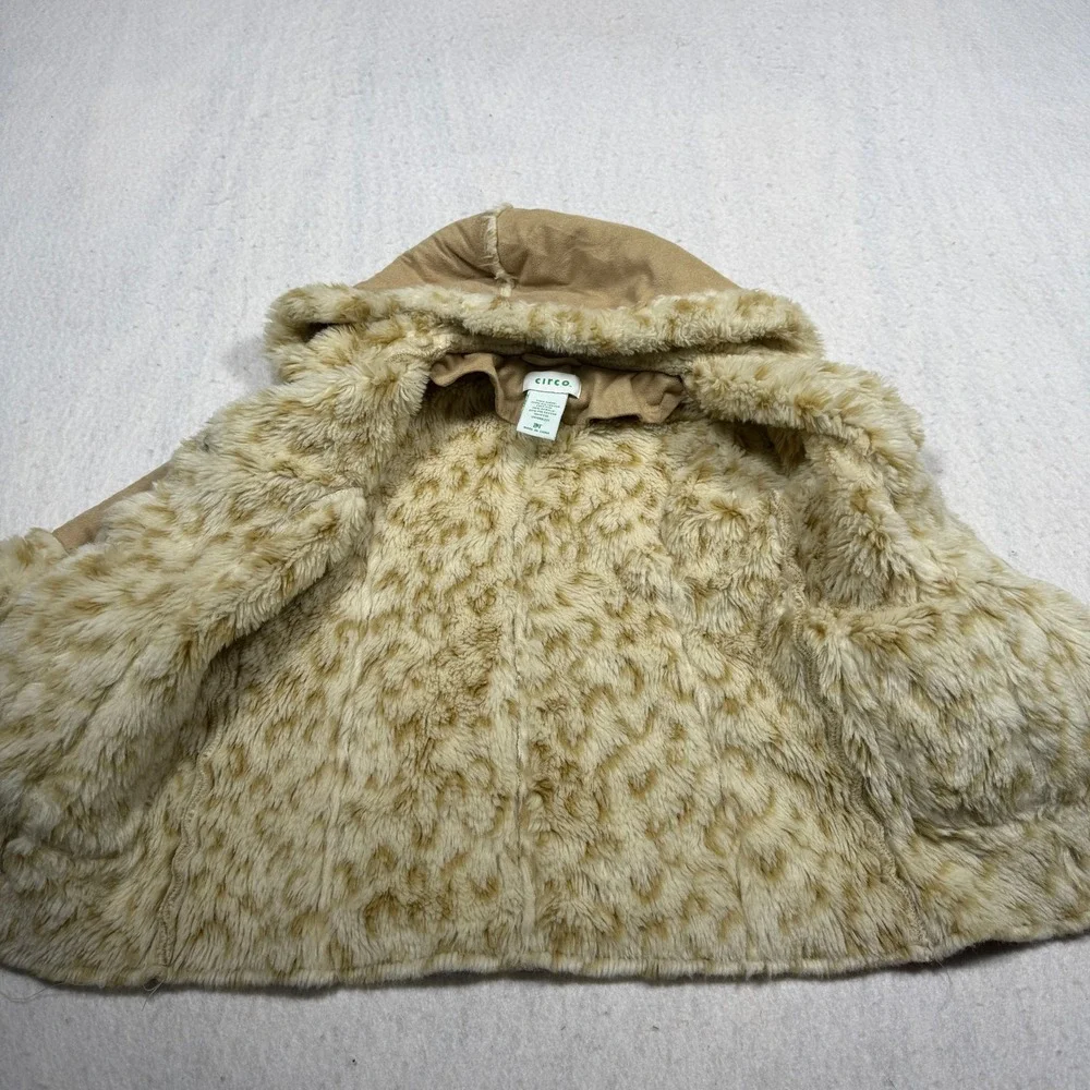 Circo Kids Tan Faux Suede Shearling Hooded Coat Faux Fur Trim Jacket 2T